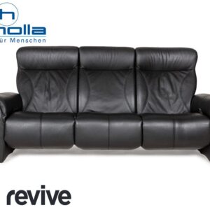 Himolla Cumuly Leder Dreisitzer Schwarz manuelle Funktion Sofa