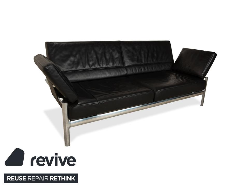 Jori Leder Zweisitzer Sessel Schwarz Sofa Couch manuelle Funktion – Bild 5