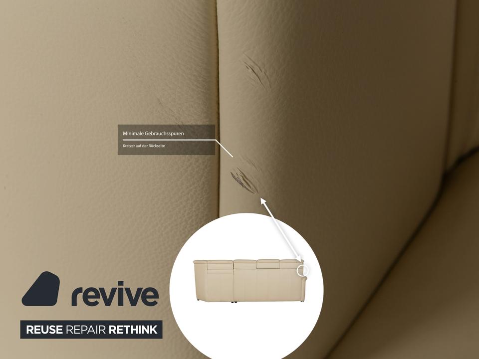 Polinova Leder Ecksofa Creme manuelle Funktion Sofa Couch – Bild 6