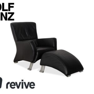 Rolf Benz 322 Leder Sessel Hocker Schwarz