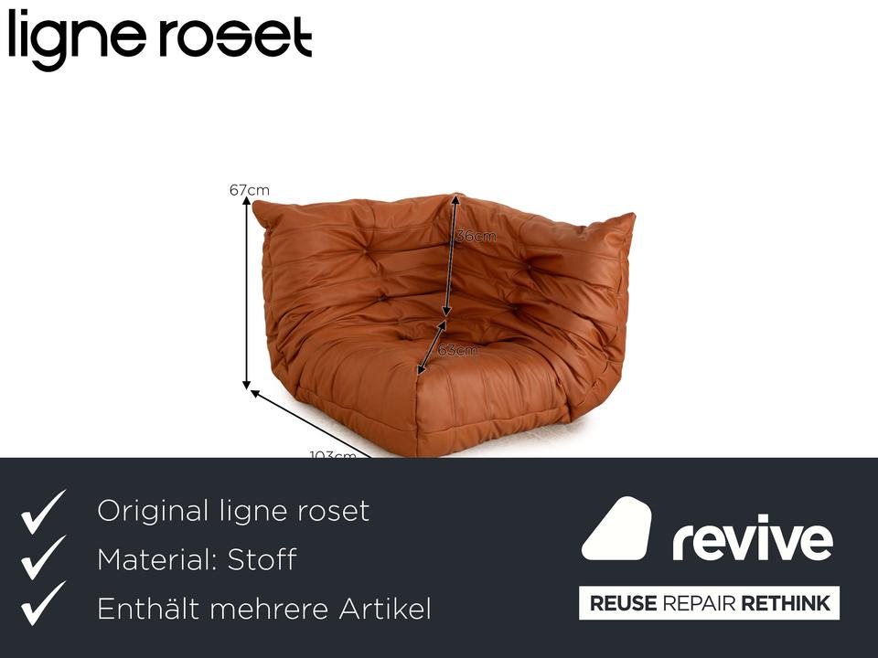 Ligne Roset Togo veganes Leder Sofa Garnitur Braun Cognac ✨ – Bild 3