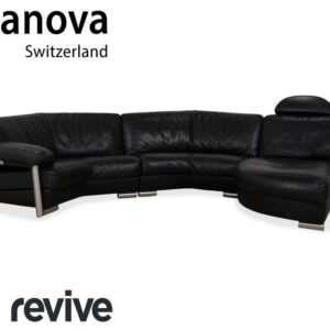 Artanova Medea Leder Ecksofa Schwarz Recamiere Rechts Sofa Couch