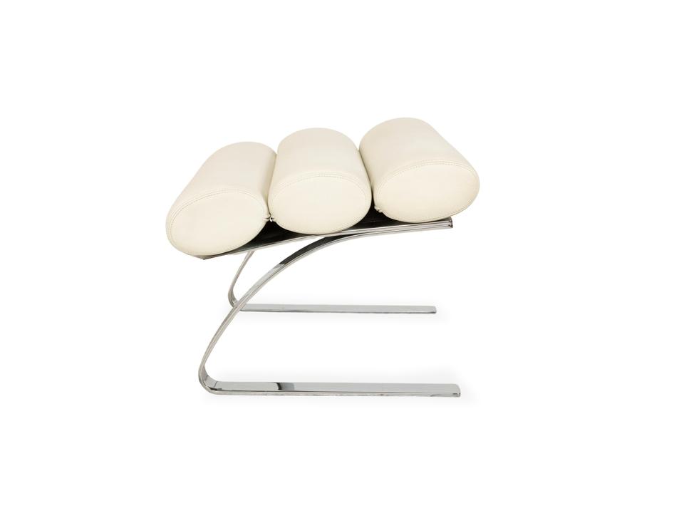 2x Cor Sinus Leder Sessel Freischwinger Creme Weiß inkl. Hocker – Bild 19