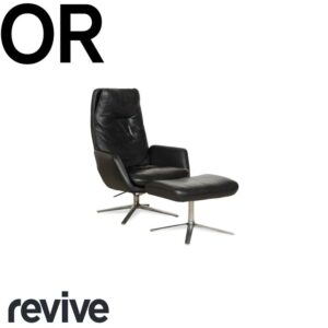 Cor Cordia Leder Sessel Schwarz manuelle Funktion inkl. Hocker