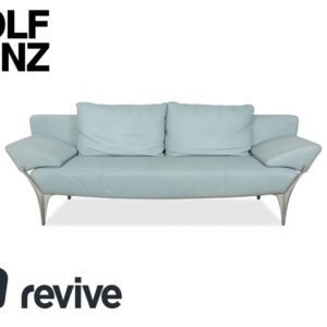 Rolf Benz 1600 Leder Dreisitzer Blau Hellblau Aqua Sofa Couch