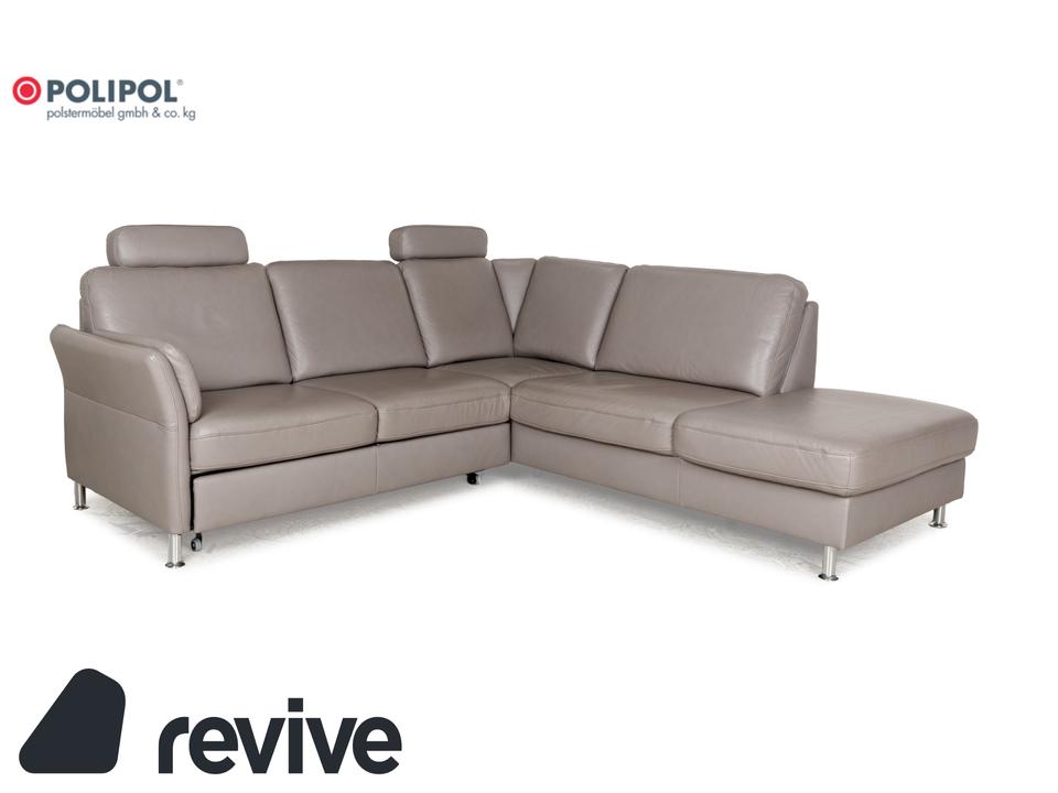 Polipol Polinova Leder Ecksofa Grau manuelle Funktion Sofa Couch