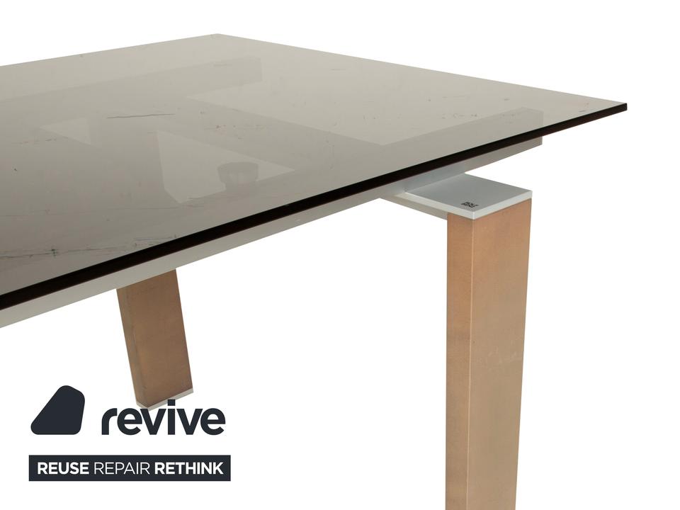 Rolf Benz Glas Esstisch Braun Ausziehfunktion Holz Rauchglas – Bild 6