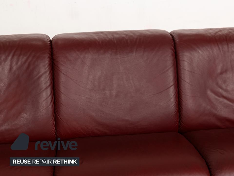 Stressless Paradise Leder Dreisitzer Rot Sofa Couch manuelle – Bild 6