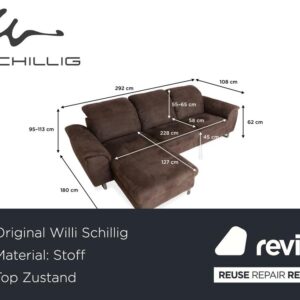 Willi Schillig Sinaatra Stoff Ecksofa Braun Recamiere links Sofa