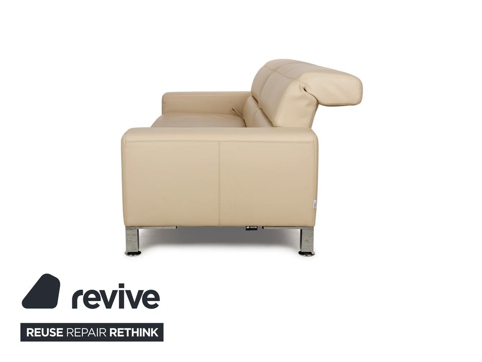Brühl Alba Leder Dreisitzer Beige Creme manuelle Funktion Sofa – Bild 16