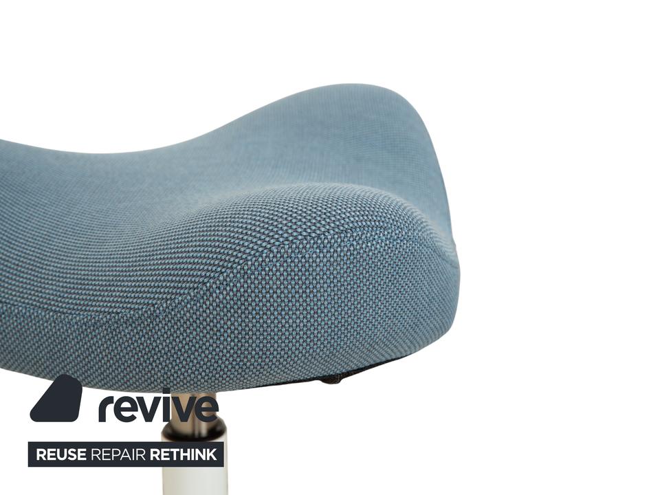 Varier Move Sitz-Steh Hocker Stuhl Stoff Blau Basis Weiß Holz – Bild 5