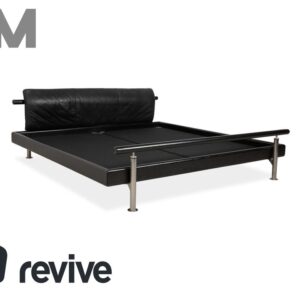 Möller Design Leder Holz Bett Schwarz Silber 200x200