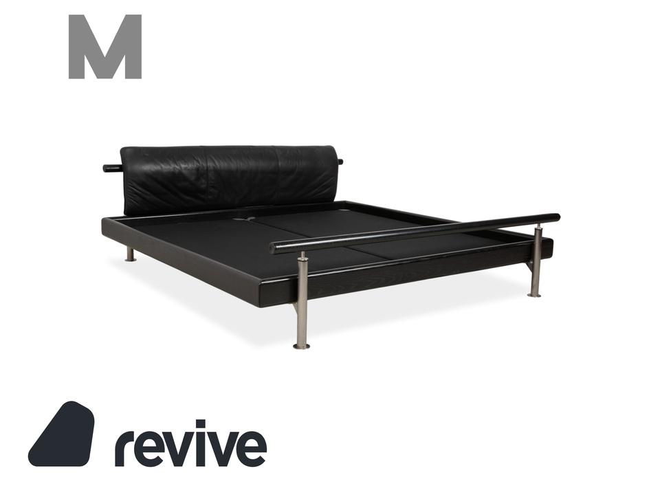Möller Design Leder Holz Bett Schwarz Silber 200x200
