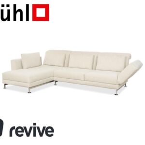 Brühl Moule Stoff Ecksofa Weiß Creme manuelle Funktion Recamiere