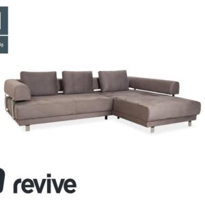 Ewald Schillig Brand Face Samt Stoff Ecksofa Grau Beige Sofa