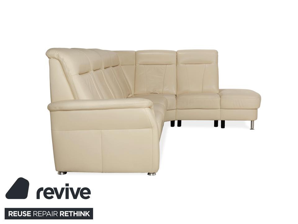 Polinova Leder Ecksofa Creme manuelle Funktion Sofa Couch – Bild 9