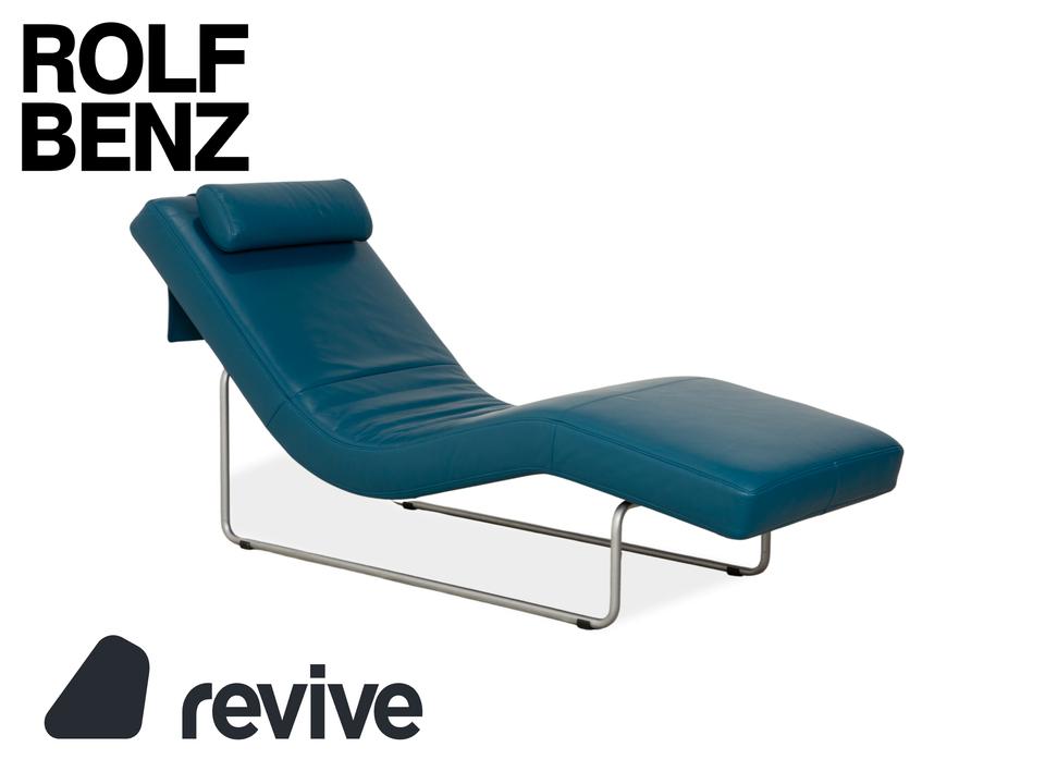 Rolf Benz 680 Leder Liege Petrol Blau manuelle Funktion