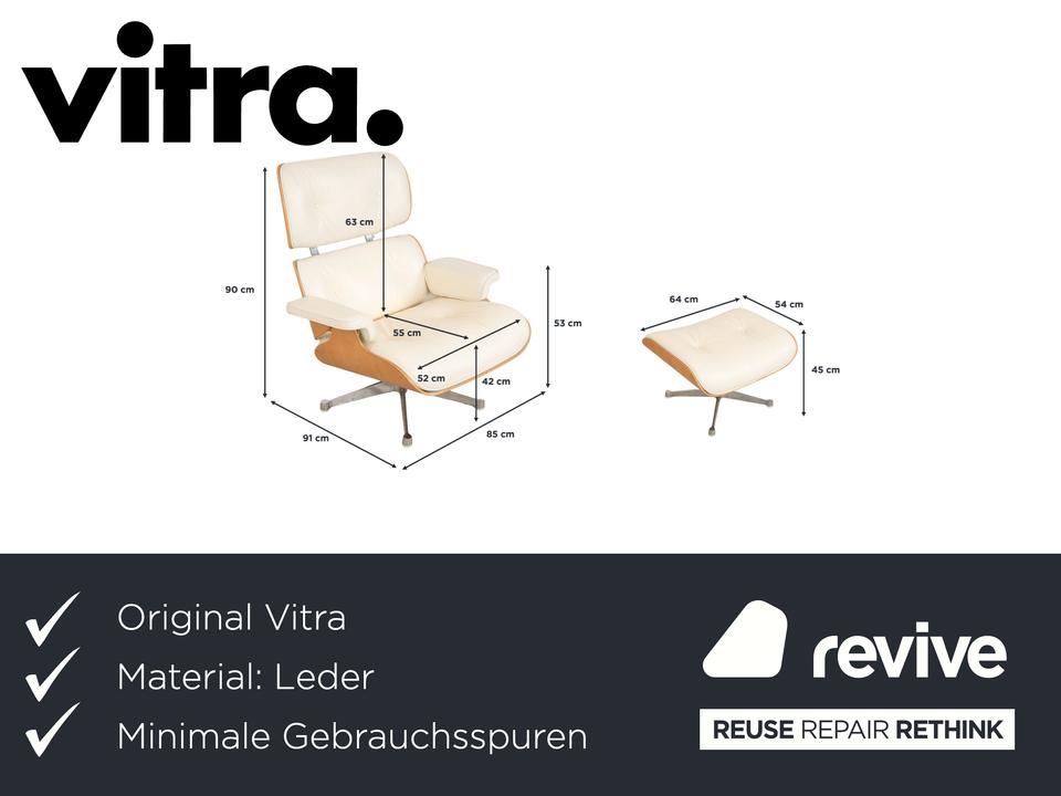 Vitra Eames Lounge Chair Leder Holz Sessel Creme Weiß Braun – Bild 2