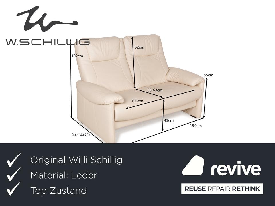 Willi Schillig Leder Zweisitzer Creme Sofa Couch manuelle – Bild 2
