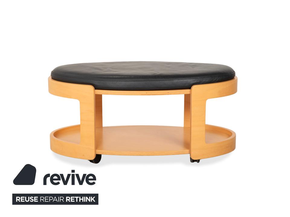 Stressless Arion Holz Leder Hocker Couchtisch Schwarz Rollen – Bild 10
