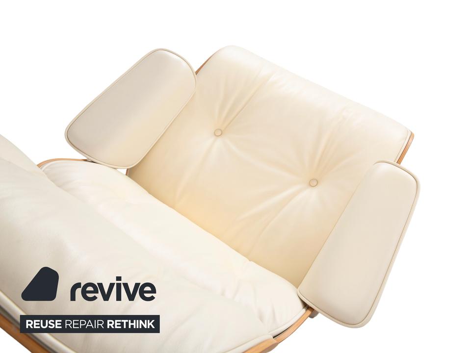 Vitra Eames Lounge Chair Leder Holz Sessel Creme Weiß Braun – Bild 5