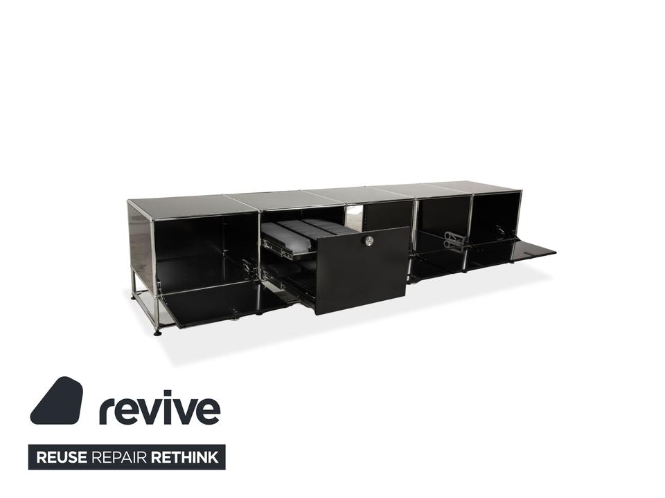 USM Haller Metall Chrom Glas Sideboard Schwarz Anthrazitgrau – Bild 4