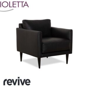 Violetta Edita Leder Sessel Schwarz Anthrazit