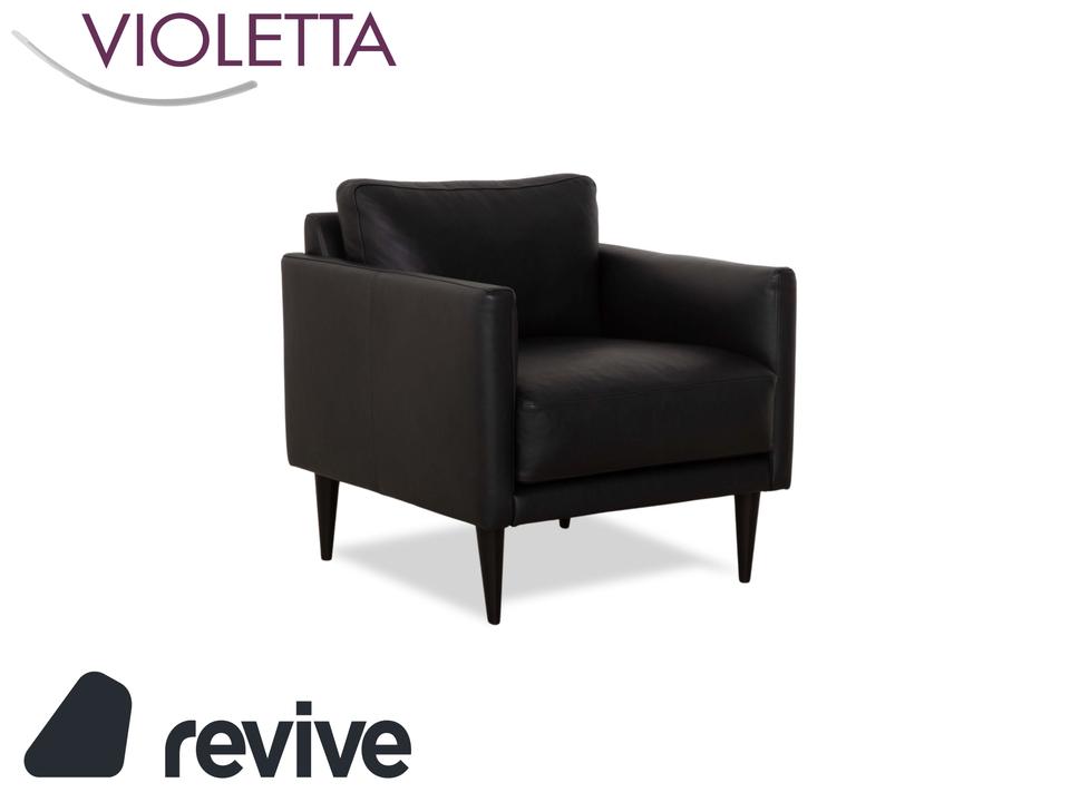 Violetta Edita Leder Sessel Schwarz Anthrazit