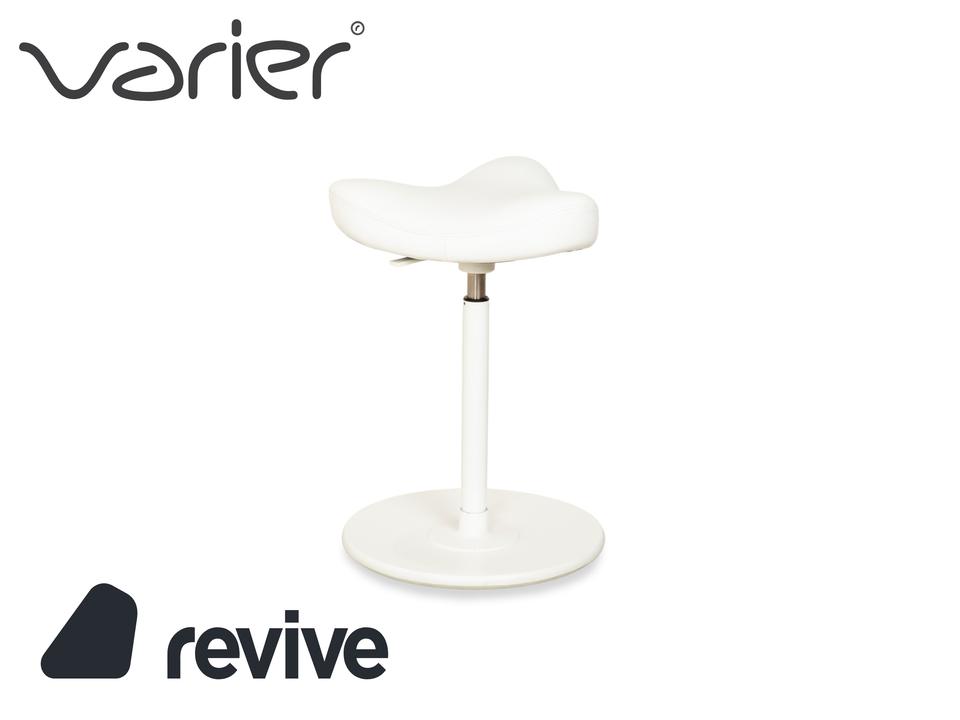 Varier Move Sitz-Steh Hocker Stuhl Leder LEA700 Weiß Basis Weiß