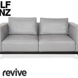 Rolf Benz Zweisitzer Sofa Leder Grau mit manueller Funktion