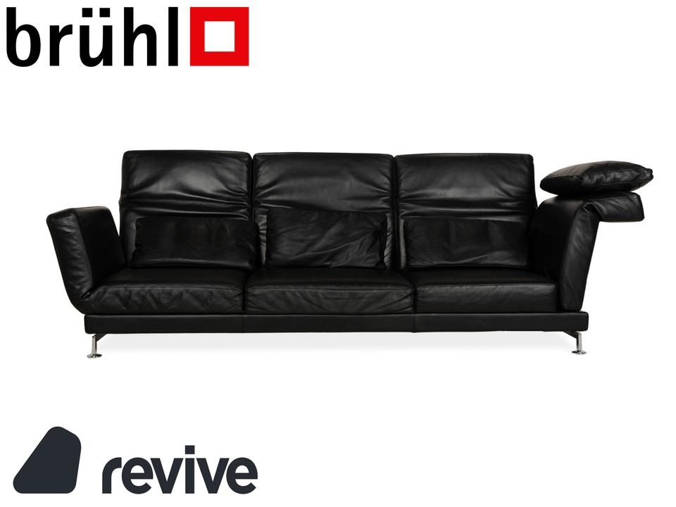 Brühl Moule Leder Dreisitzer Schwarz manuelle Funktion Sofa Couch