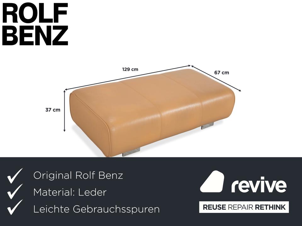 Rolf Benz 6300 Leder Hocker Braun Beige Sand Camel – Bild 2