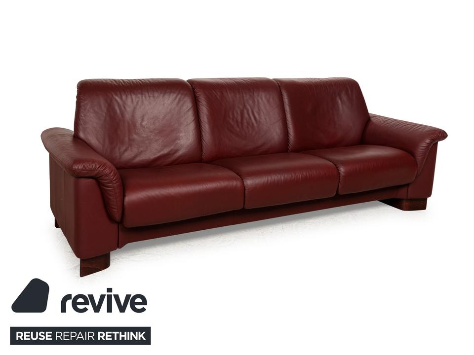 Stressless Paradise Leder Dreisitzer Rot Sofa Couch manuelle – Bild 3