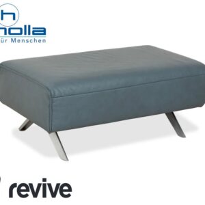 Himolla Biella Leder Hocker Blau Grau