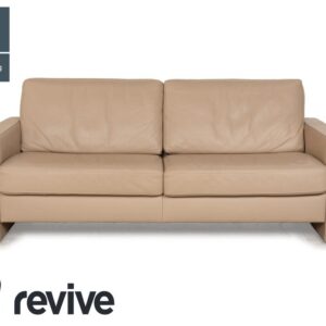 Ewald Schillig Leder Dreisitzer Beige Sofa Couch