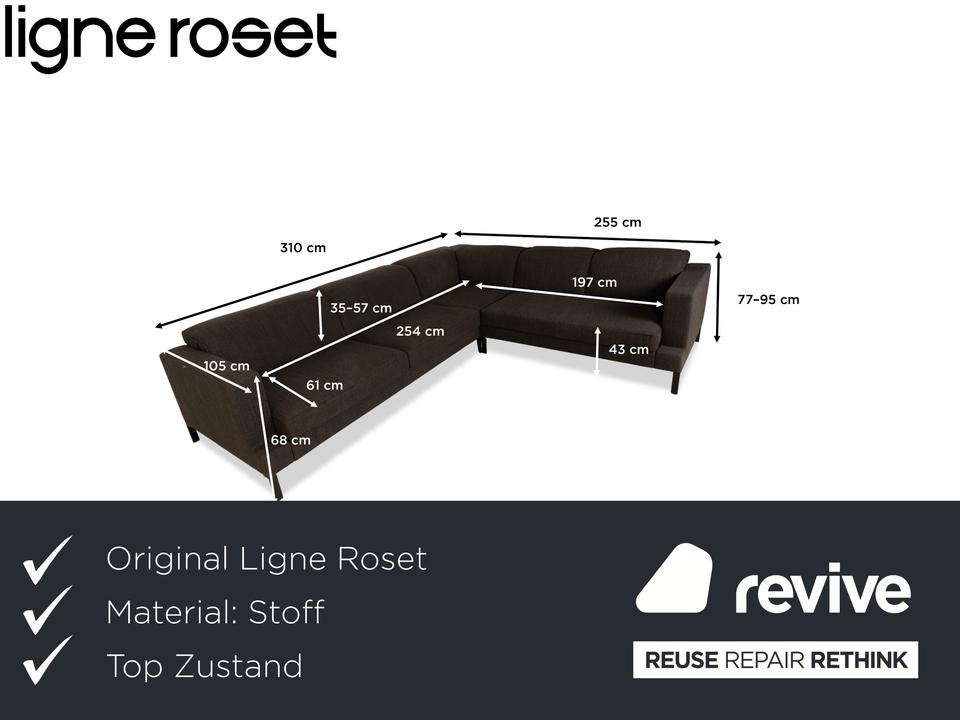 ligne roset Stoff Ecksofa Grau Sofa Couch – Bild 2