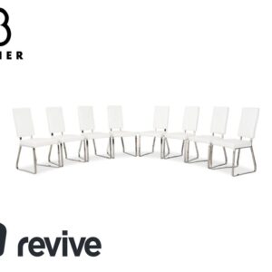 8er Garnitur Bacher Leder Stuhl Weiß Creme Esszimmer