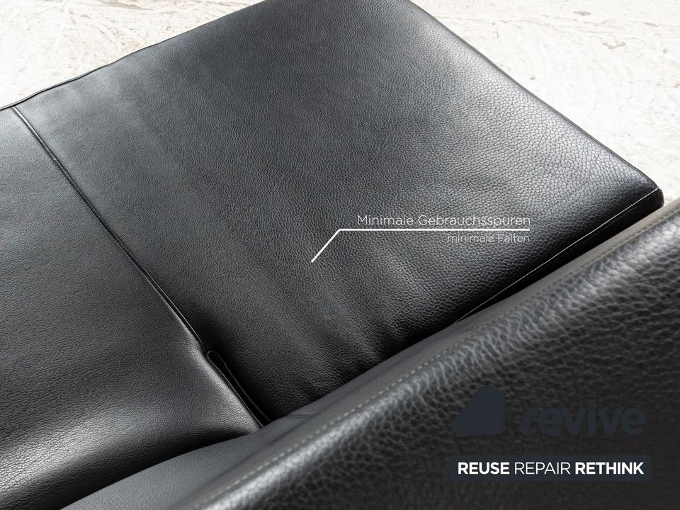 Edra Damier Leder Zweisitzer Schwarz manuelle Funktion Sofa Couch – Bild 5