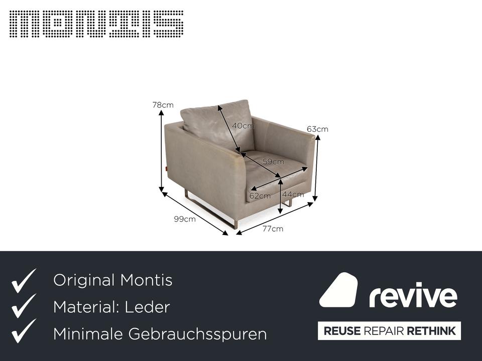 Montis Axel Leder Sessel Grau Greige – Bild 2