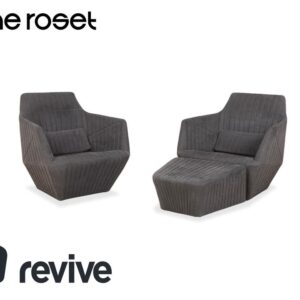ligne roset Facett Stoff 2x Sessel Hocker Grau