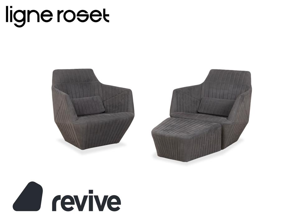ligne roset Facett Stoff 2x Sessel Hocker Grau