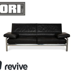 Jori Leder Zweisitzer Schwarz Sofa Couch manuelle Funktion