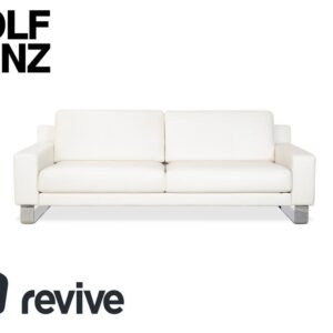 Rolf Benz EGO Leder Dreisitzer Creme Weiß Sofa Couch