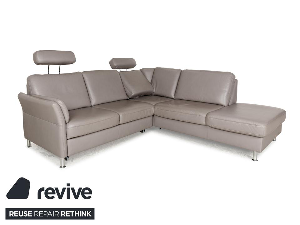 Polipol Polinova Leder Ecksofa Grau manuelle Funktion Sofa Couch – Bild 5