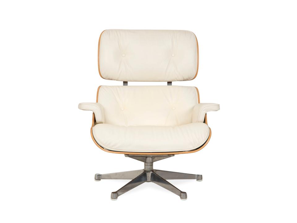 Vitra Eames Lounge Chair Leder Holz Sessel Creme Weiß Braun – Bild 16
