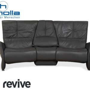 Himolla Trapez Leder Dreisitzer Grau elektrische Funktion Sofa