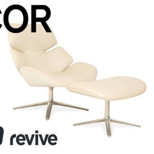 Cor Shrimp jehs + laub Leder Sessel Creme Beige Chrom inkl.