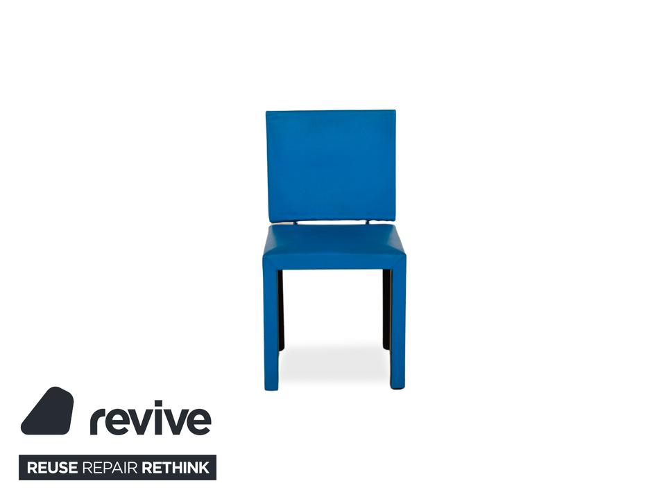 4er Garnitur B&B Italia Arcadia Leder Stuhl Blau Schwarz – Bild 11