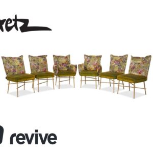 6er Garnitur Bretz Ohlinda Stoff Stuhl Grün midsummer oliv bunt