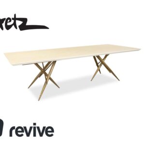 Bretz Ohlinda MDF Esstisch Creme Weiß Gold 270 x 110 x 74 cm